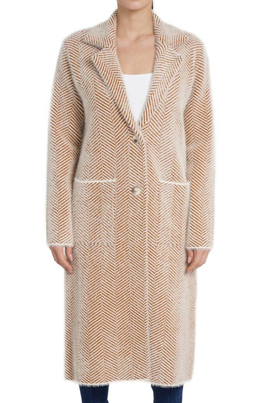 NEW LOVE TOKEN janine long cardigan in golden brown